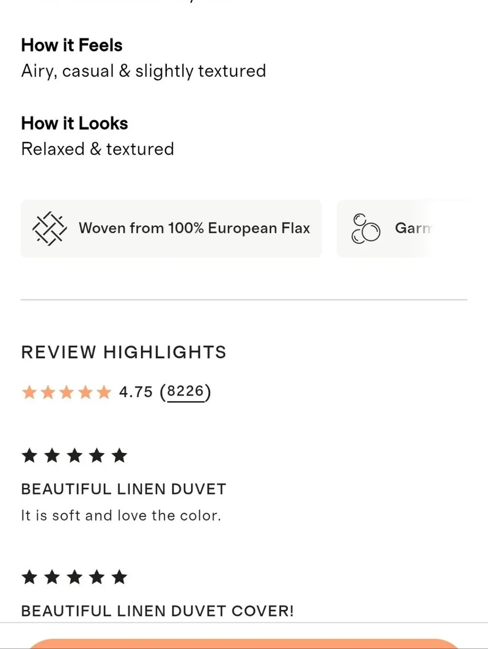 QUINCE EUROPEAN LINEN FULL/ QUEEN DUVET COVER+ 2 SHAMS